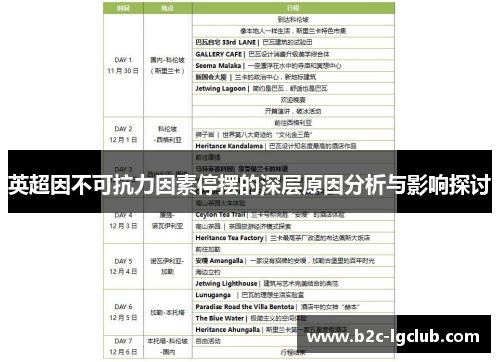 英超因不可抗力因素停摆的深层原因分析与影响探讨